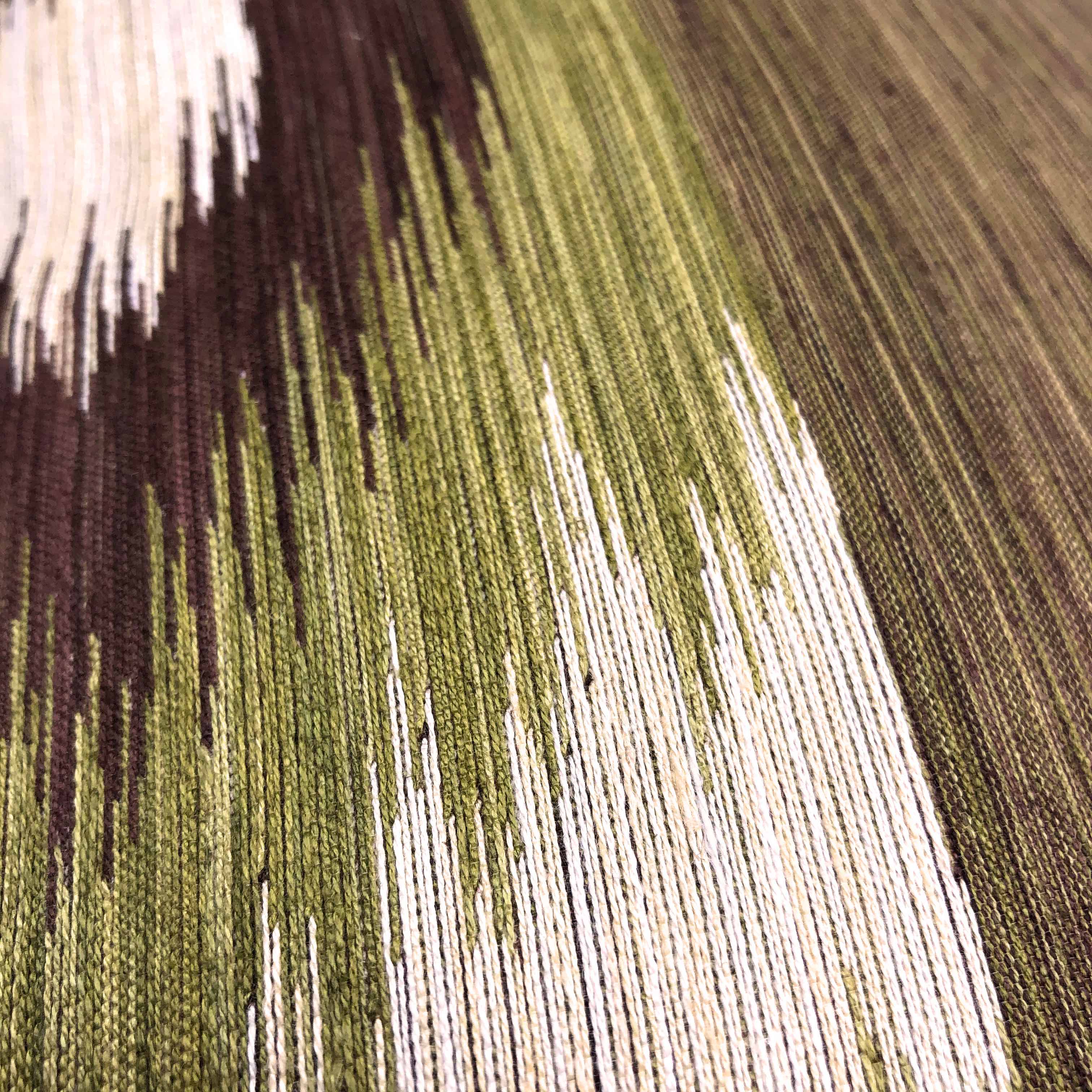 Large Brown & Green Striped Kilim Cushion - 60x60cm
