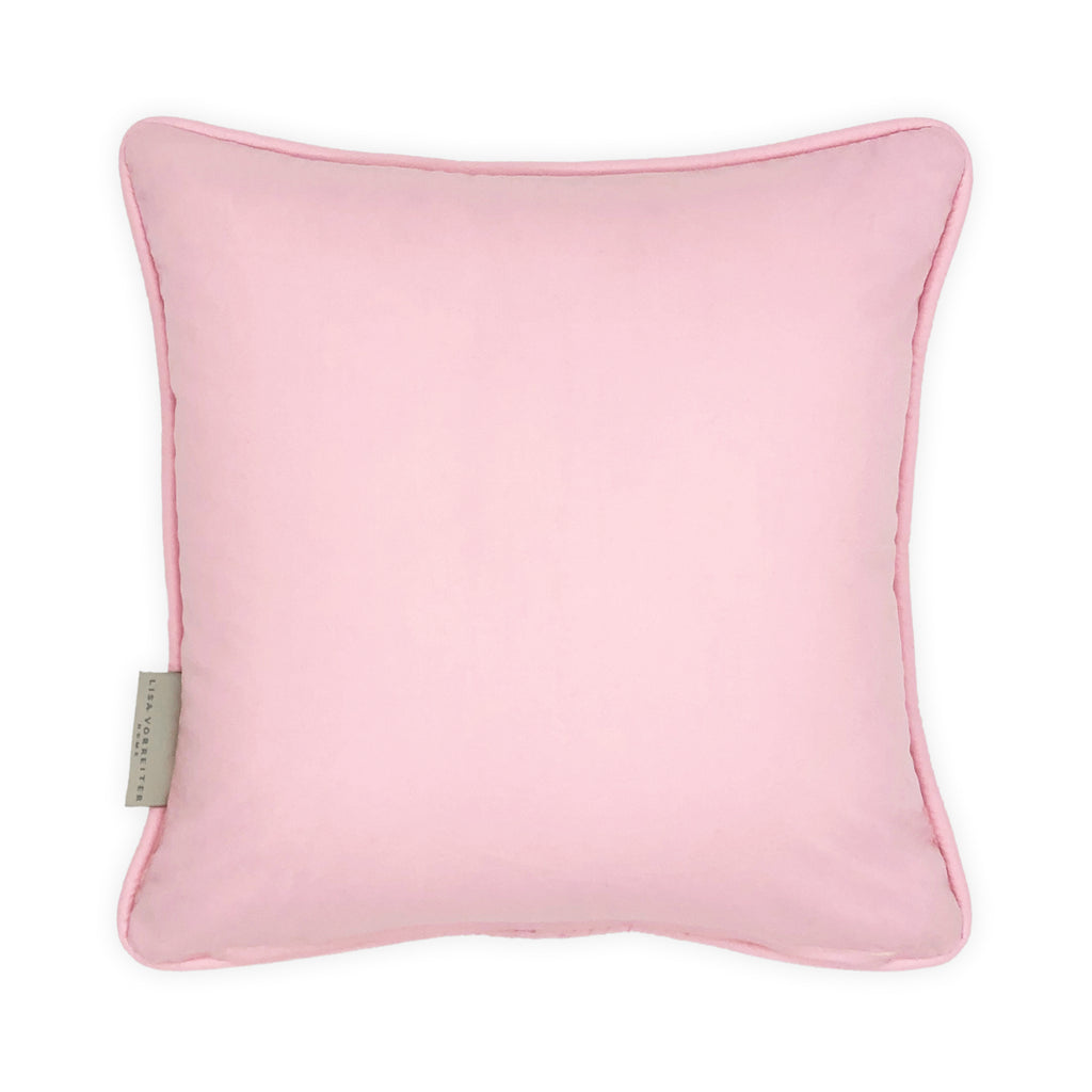 Pink Cherry Blossom Embroidery on Silk Cushion, Reversible - 35x35cm