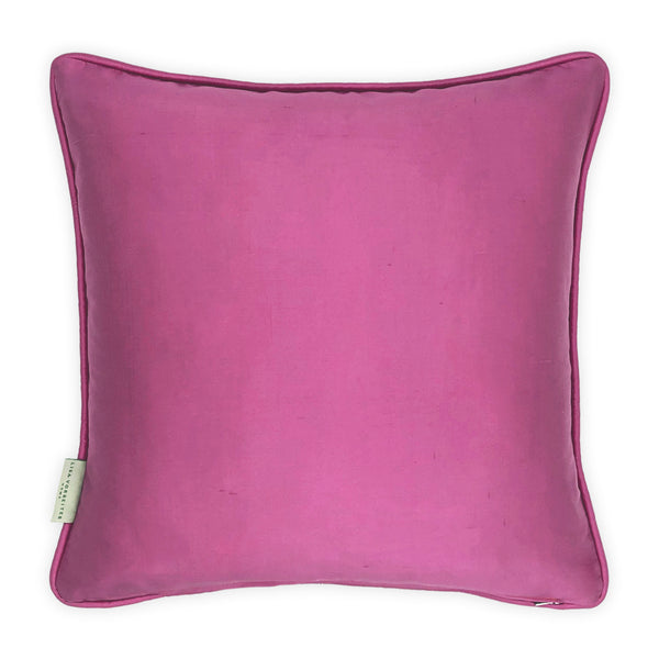 Zig Zag Embroidery on Beige Cotton Base Cushion, Reversible - 45x45cm
