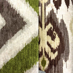 Green, Beige & Brown Velvet Kilim Cushion, Reversible - 60x60cm
