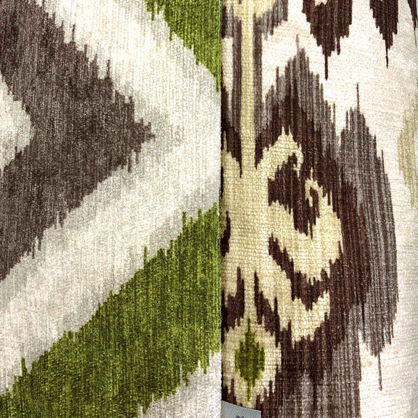 Green, Beige & Brown Velvet Kilim Cushion, Reversible - 60x60cm