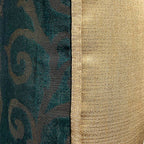 Gold & Green Piped Swirl Motif Luxurious Jacquard Cushion Cover, Reversible - 45x45cm