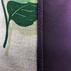 Large Flower Print on Beige Linen Cushion, Reversible - 60x60cm