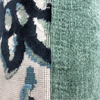 Textured Blue & Cream Velvet Bird & Florals Cushion, Reversible - 45x45cm
