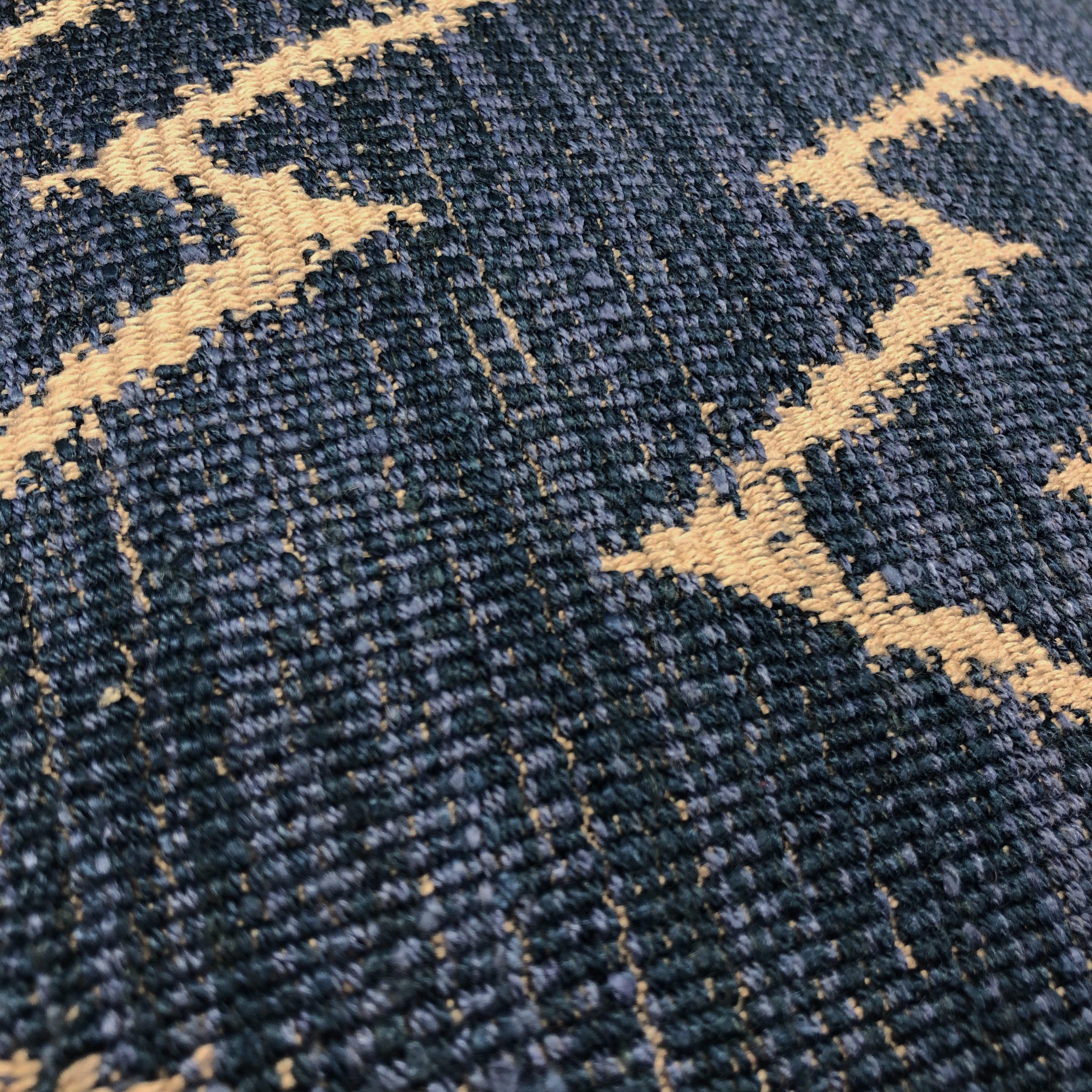Dark Blue & Sand Kilim Cushion - 50x50cm