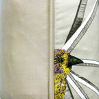 Multicoloured Bird Print on Cream Cotton Cushion, Reversible - 50x50cm