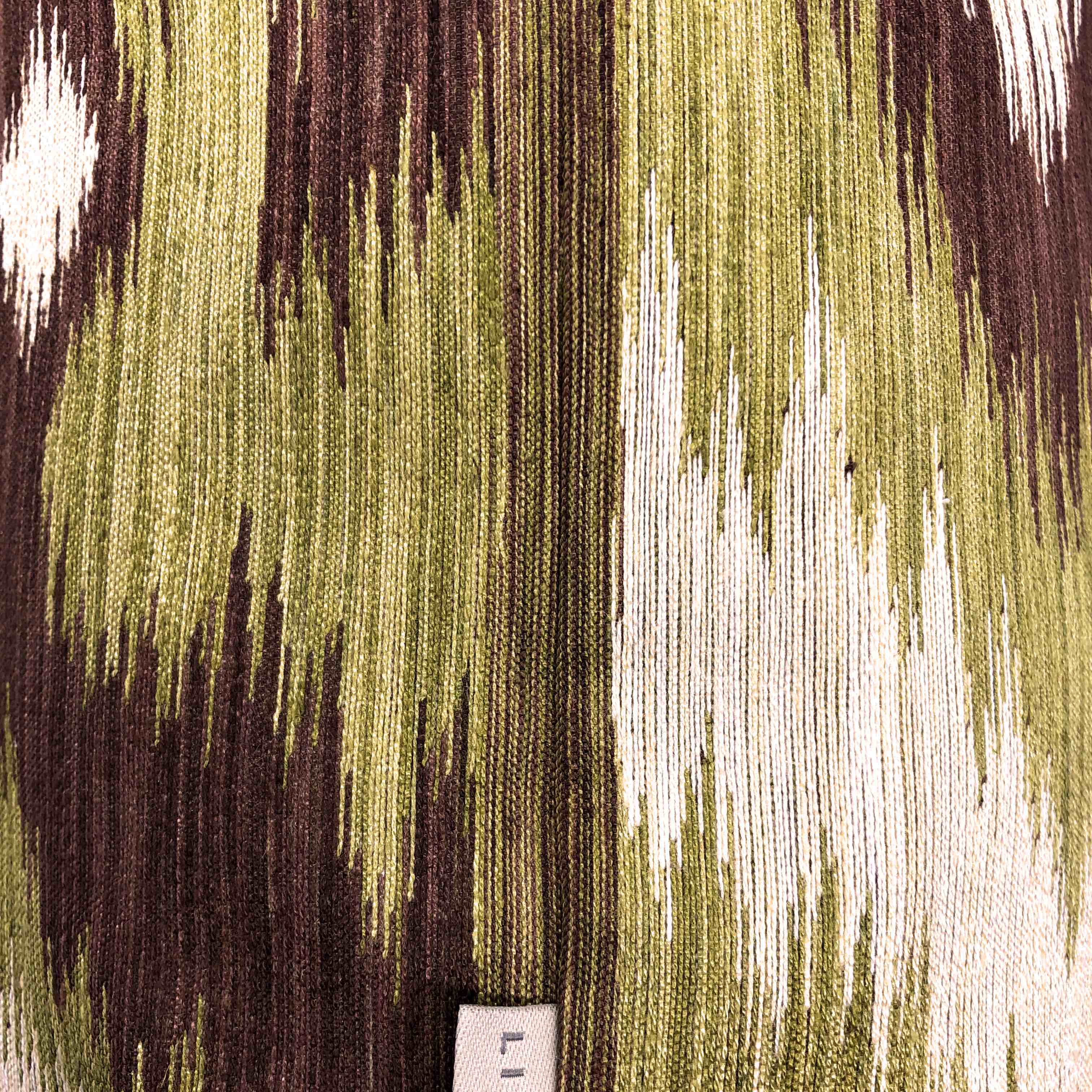 Large Brown & Green Striped Kilim Cushion - 60x60cm
