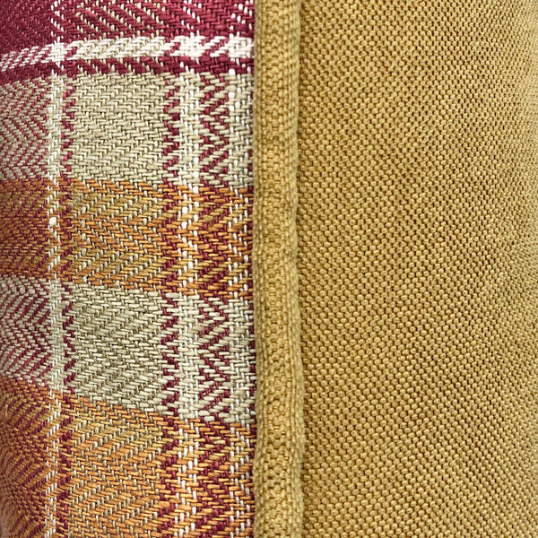 Checked Multicoloured Herringbone Linen Cushion, Reversible - 40x40cm