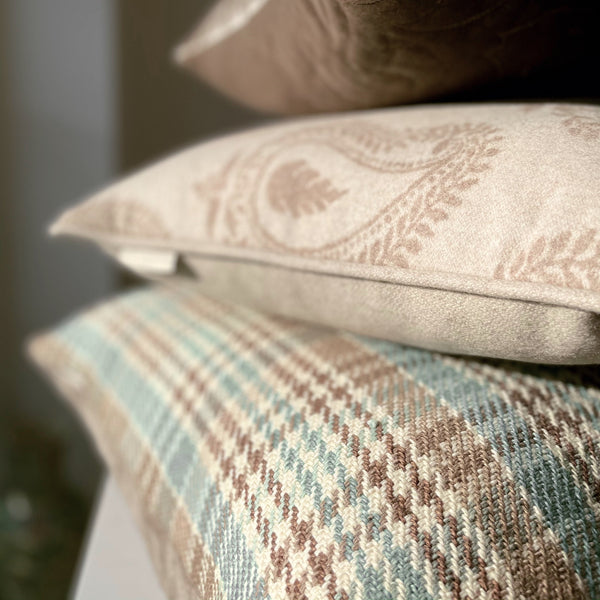 Chunky Woven Multicoloured Checked Cushion, Reversible - 60x60cm