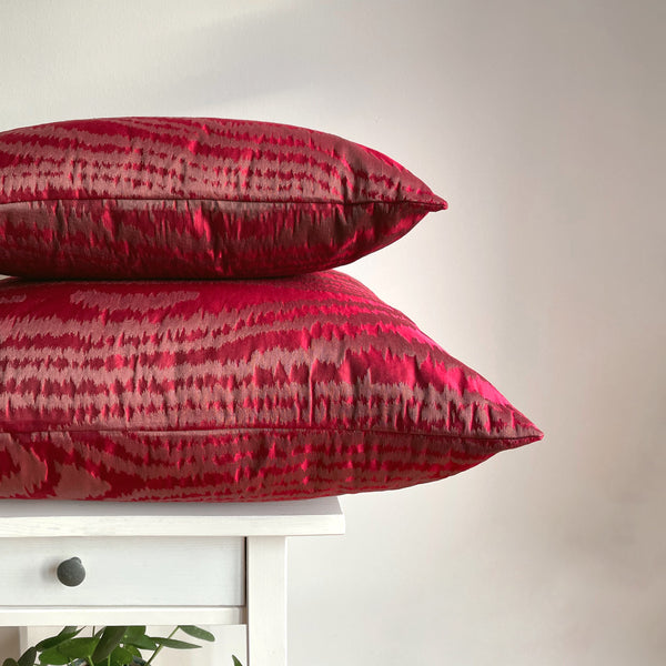 Deep Red Silk Taffeta Cushion - 50x50cm