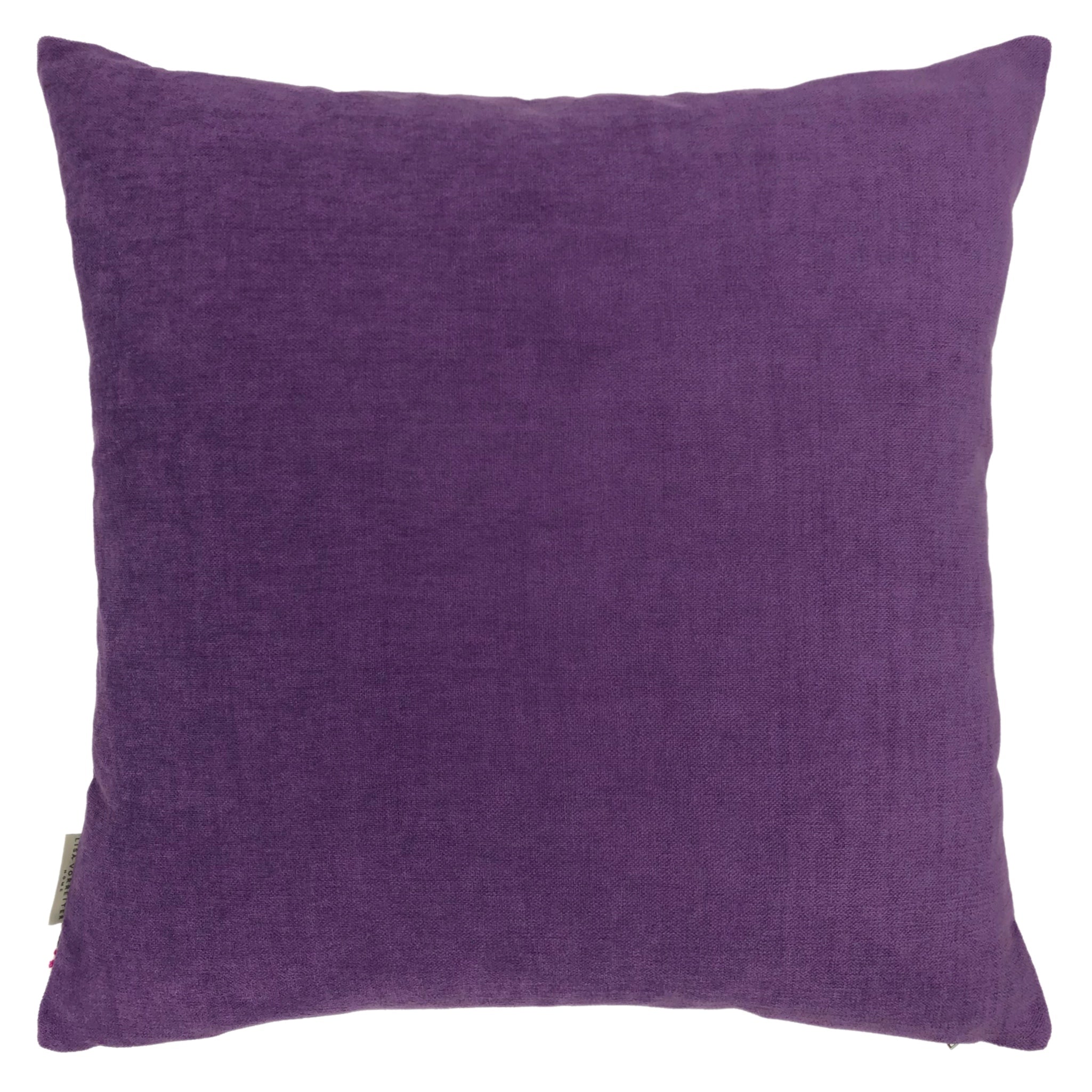 Reversible cushion cover with plain purple back